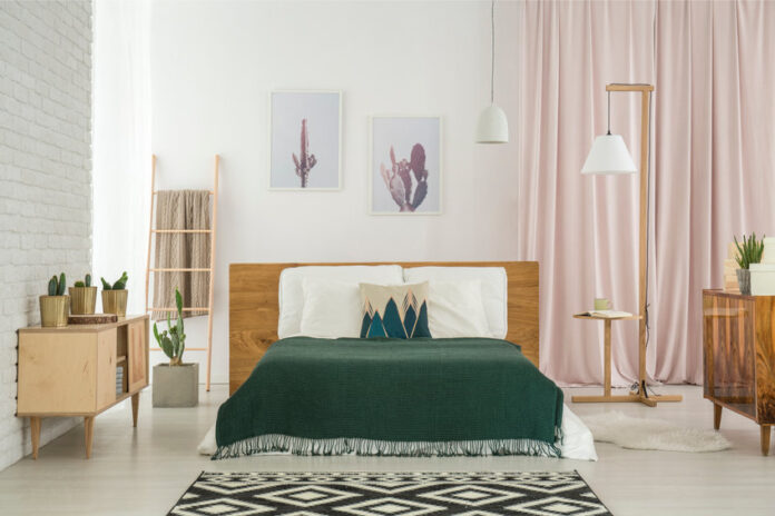 Rustic bedroom with wooden furniture