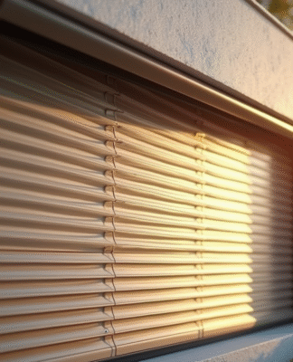 Façade moderne avec volets en aluminium partiellement ouverts