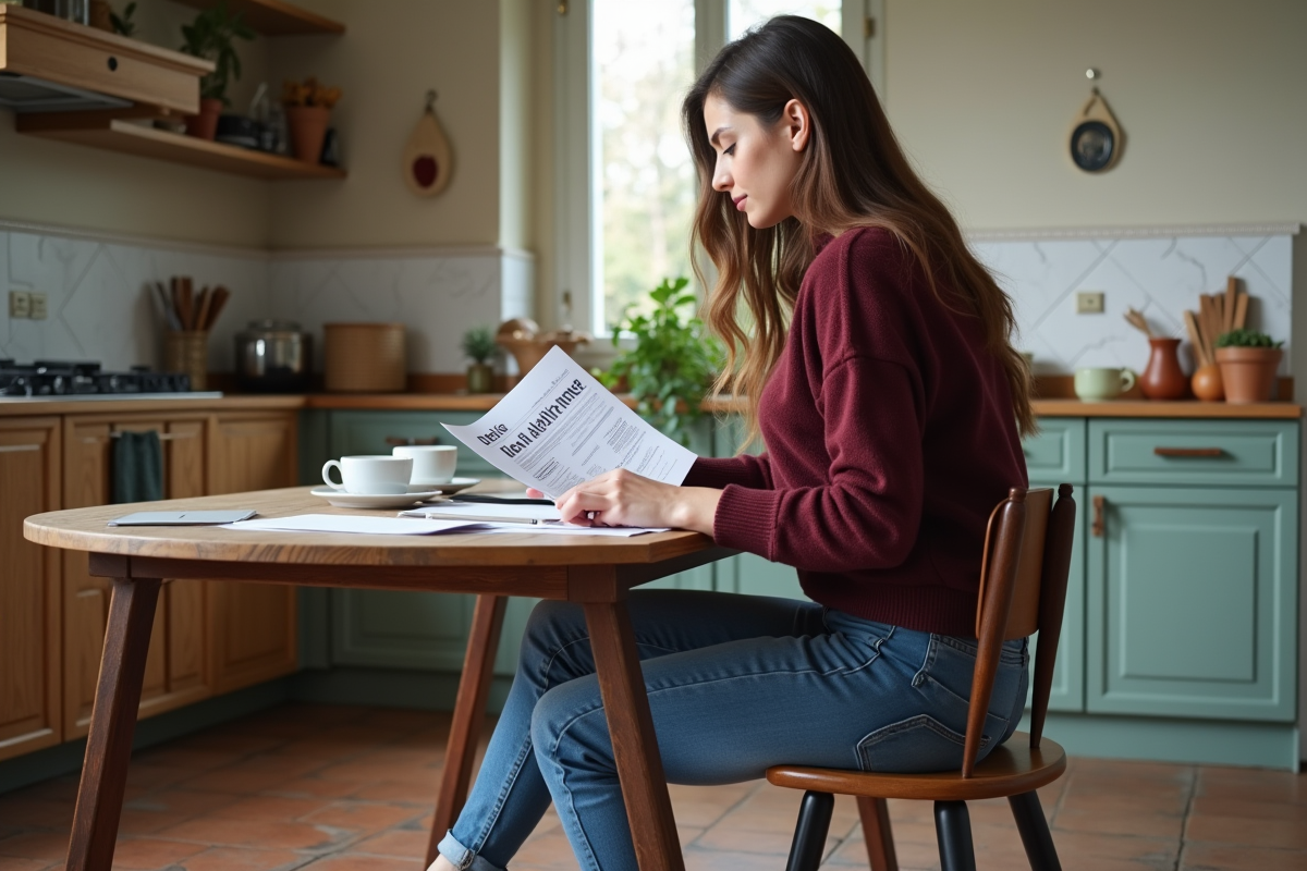 Jeune femme étudie un devis électrique à la maison