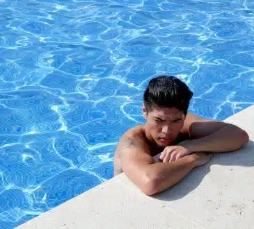 man on pool