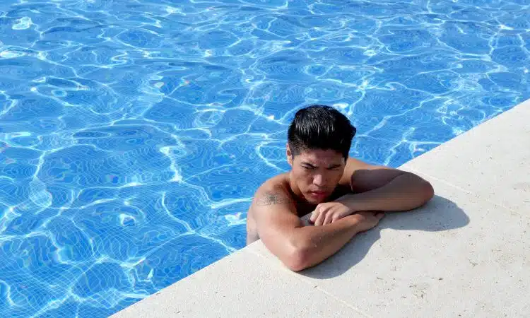 man on pool