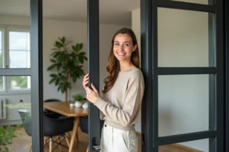 Verrière intérieure moderne apportant luminosité et style à un espace de vie