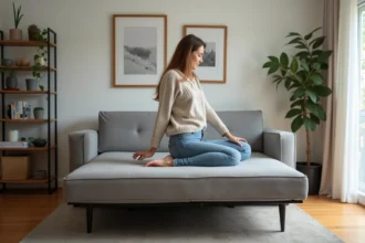 canapé convertible offrant confort et fonctionnalité dans un intérieur moderne
