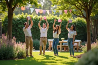 Décoration festive d'un jardin pour une fête d'été