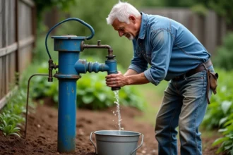 Pompe à eau utilisée pour arroser un jardin et améliorer le débit d'eau