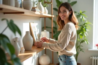 maison chaleureuse avec décoration soignée et couleurs apaisantes
