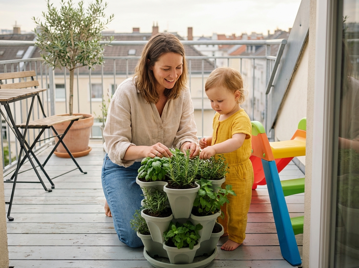 Maman et fille cultivant un jardin d