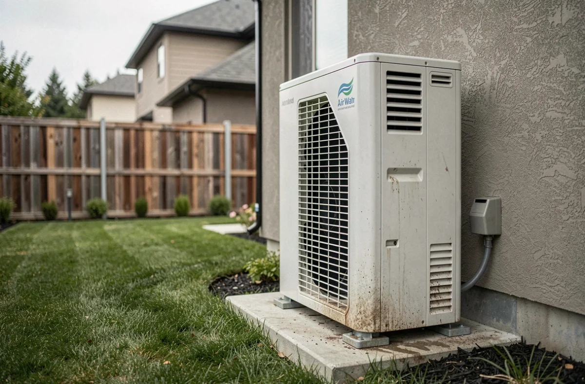 Pompe à chaleur air-eau Daikin 8 kW installée sur la facade extérieure d'une maison individuelle