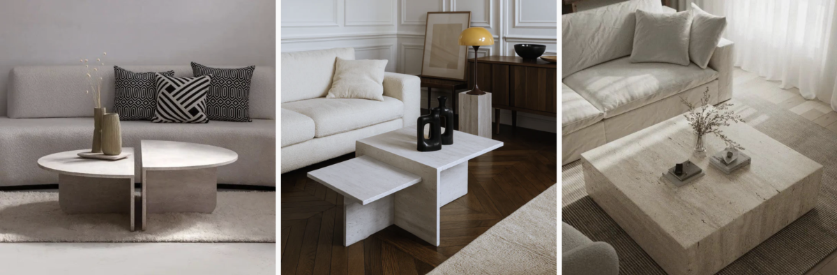 table basse en travertin