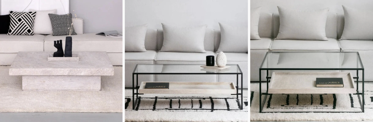 table basse en travertin